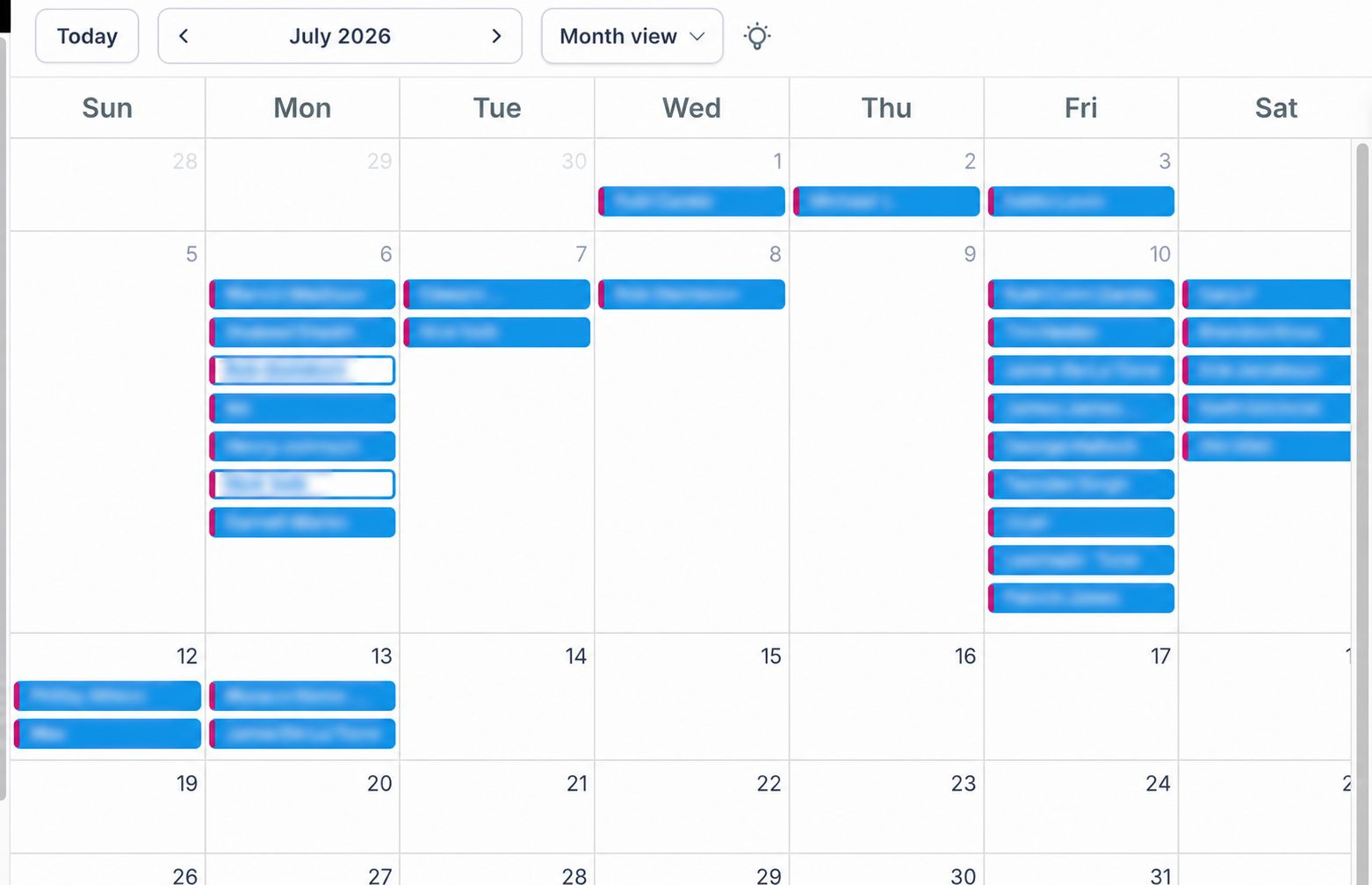 Appointment calendar example